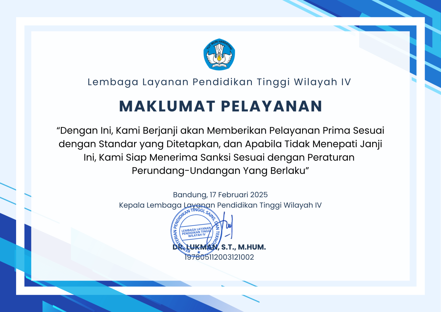 Sertifikat Maklumat Pelayanan